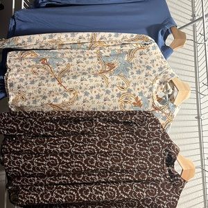 Loft. 2 on the right are small. Blue one is medium. Fits like a small. Worn 1x